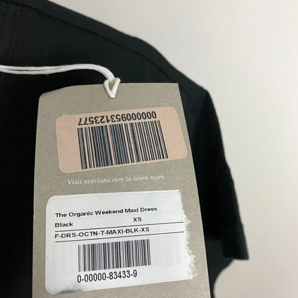 Everlane The Organic Weekend Maxi Dress T Shirt Womens XS Black - Picture 4 of 6